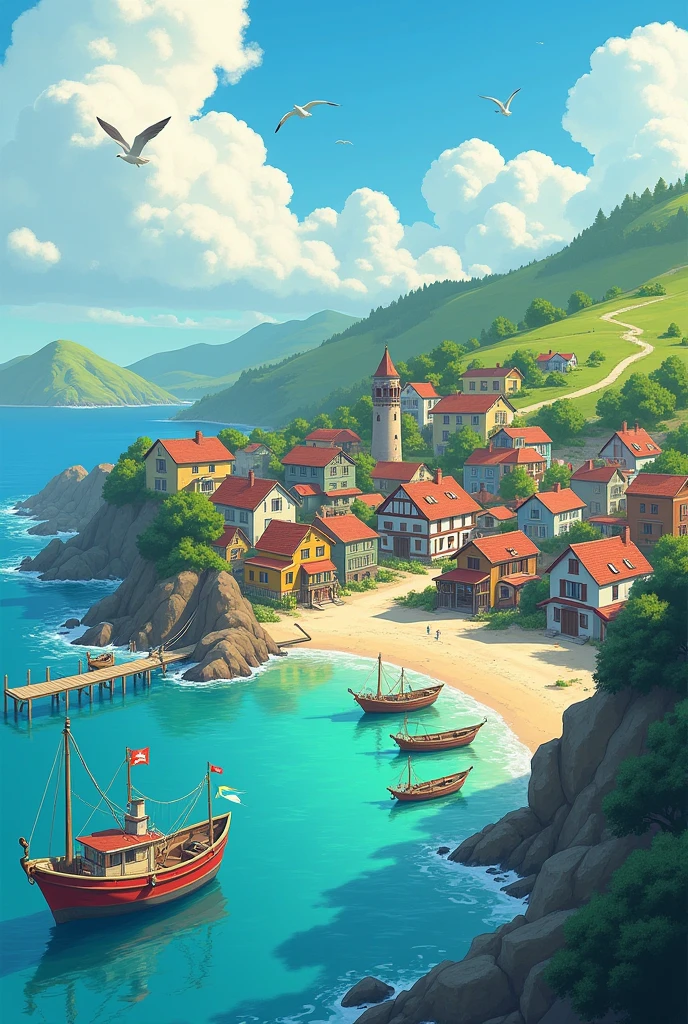 Un petit village au bord de la mer