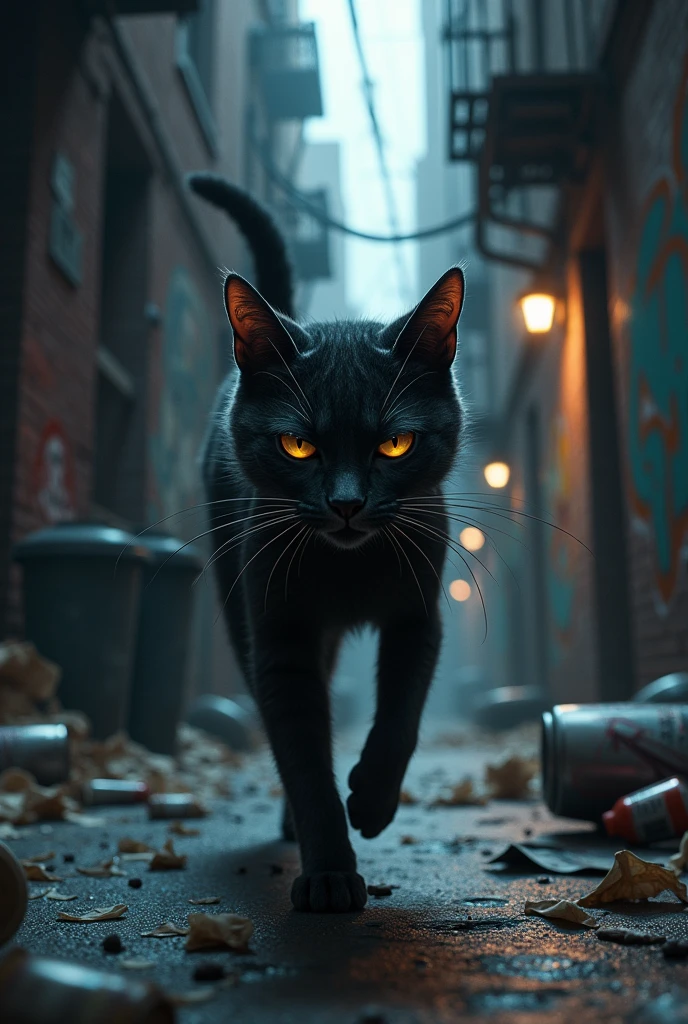Criminal cat on the street 