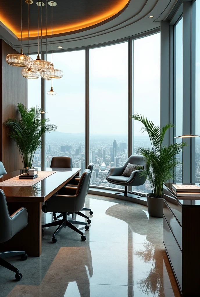 Elegant office with glass windows