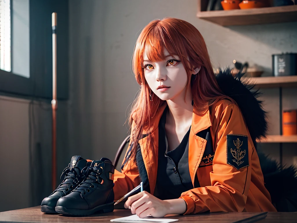 bluearchivegot it, got it, Hello, horn, Long Hair, (Orange eyes:1.5), Pink Hair, bangs, blunt bangs,
break black footwear, coat, clavicle, High heels, horn, Long sleeve, red coat, shirt, white shirt, Fur trim,
break looking at viewer, 
break indoors, classroom,
break (masterpiece:1.2), Highest quality, High resolution, unity 8k wallpaper, (figure:0.8), (Beautiful attention to detail:1.6), Highly detailed face, Perfect lighting, Highly detailed CG, (Perfect hands, Perfect Anatomy),