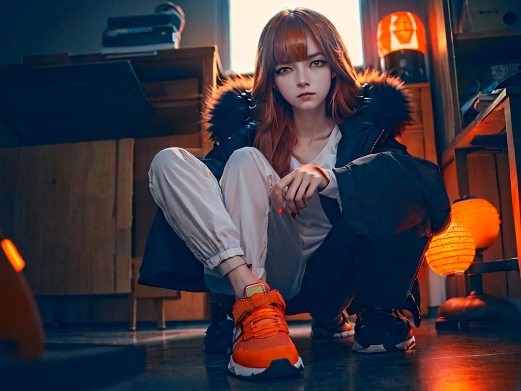 bluearchivegot it, got it, Hello, horn, Long Hair, (Orange eyes:1.5), Pink Hair, bangs, blunt bangs,
break black footwear, coat, clavicle, High heels, horn, Long sleeve, red coat, shirt, white shirt, Fur trim,
break looking at viewer, 
break indoors, classroom,
break (masterpiece:1.2), Highest quality, High resolution, unity 8k wallpaper, (figure:0.8), (Beautiful attention to detail:1.6), Highly detailed face, Perfect lighting, Highly detailed CG, (Perfect hands, Perfect ???????),