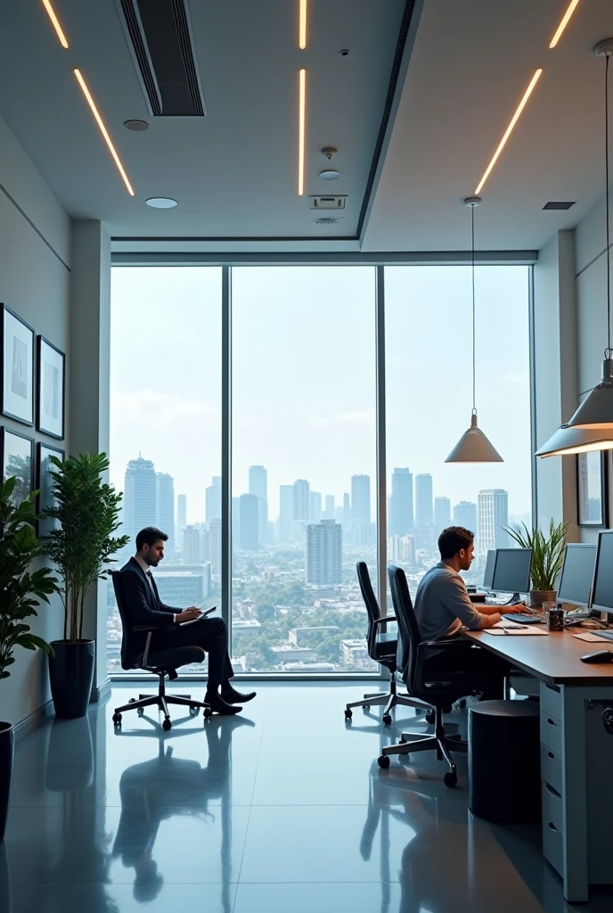 Management office in a building with large windows