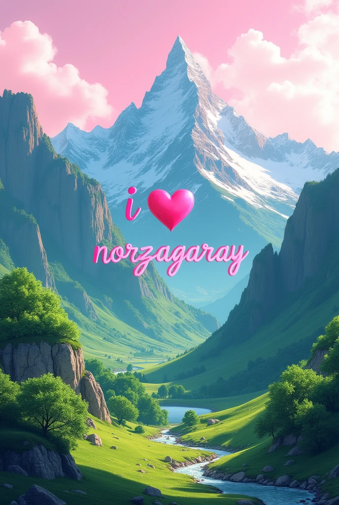 can you make mountain view type "I ❤️ Norzagaray" make it combination of pink and green color