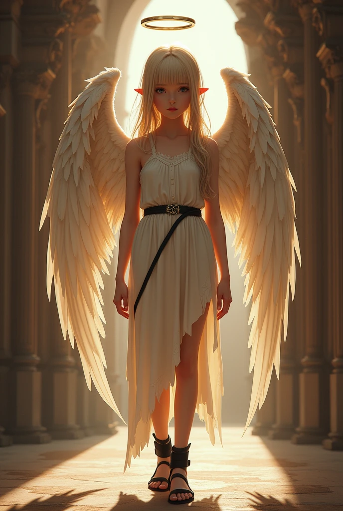 Crimvael is an angelic being that resembles a very young human girl with small wings and a broken halo. His blonde hair reaches down to his hips, and is trimmed and parted above the eyes in front. Crim’s outfit is a small white toga with black spats and sandals. He is biologically hermaphrodite, and as such, possess both female and male genitalia.

Crim’s penis has been noted for its size multiple times, and while we don't know its exact size, we know it is significantly larger than Stunk's 16.5 cm (6.5 inch) penis. However, during a limited promotional event at the airing of Episode 2, rulers were given out in reference to the ruler Aloe the Fairy used. At the end of this ruler is a picture of Crim's face with the label "Immeasurable", implying that Crim is larger than the ruler can allow, making it at least larger than 30 cm (12 inches)[2]

It's later shown to be large enough to intimidate even experienced porn actresses and sex workers. It's also seen in the anime to cast a shadow large enough to completely cover the Meidri golem at the golem brothel. And at the Will o' Wisps brothel, where people's genitals are covered by a proportionally-sized bright light, the light that covered Crim’s was depicted as a massive light source; in the manga the light covered his entire lower body, and in the anime it was a tall column of light much brighter and more solid than everyone else's that extended up high and off-screen. Although later it is depicted a bit more reasonable-sized, the light source still made to be between forearm and arm-length. In Interspecies Reviewers Comic Anthology - Darkness: Review 15, the censor bar for his genitals is as large and as wide as his whole torso, dwarfing a few of the smaller bunny hybrid Succu-girls.