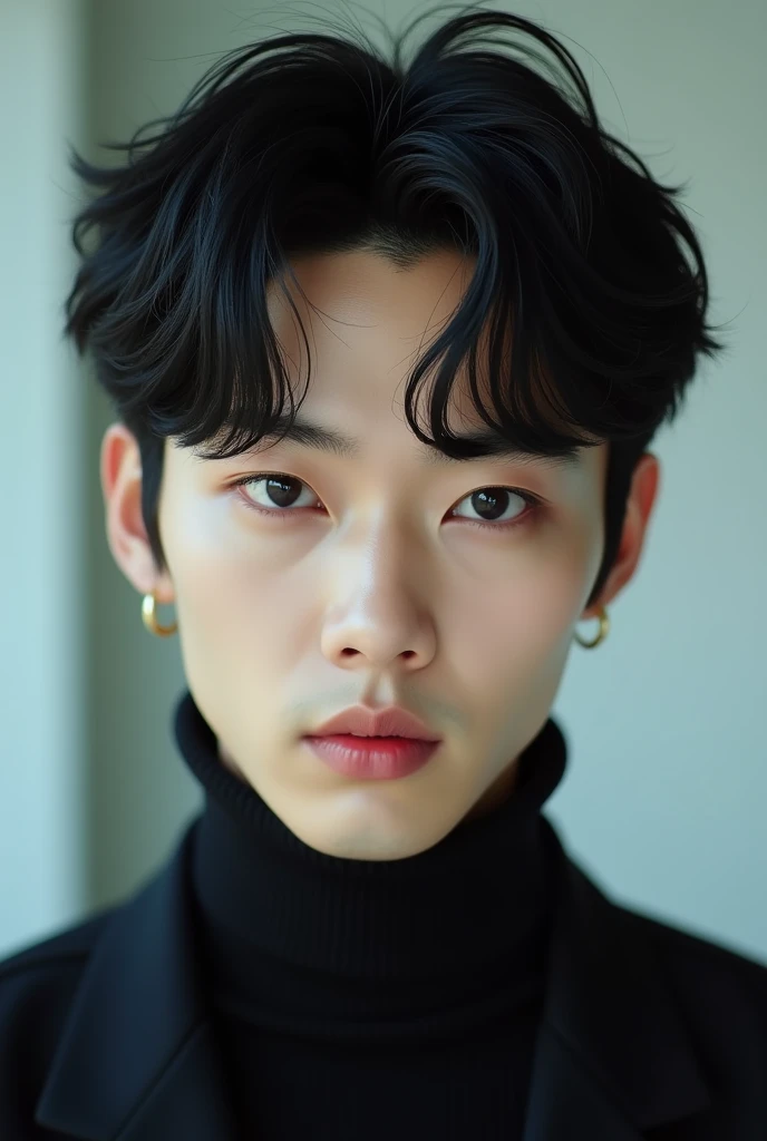 high resolution　South Korea　Handsome　Real　Idol　man　Short Hair　live-action　Black Hair　Salty face