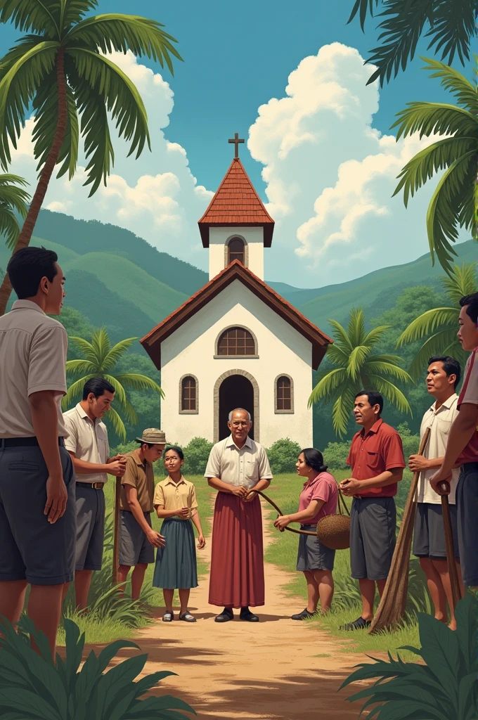Laity helping the parish priest establish the church in rural philippines 1940s