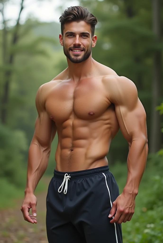 Cute muscular man(not so much) with large package
