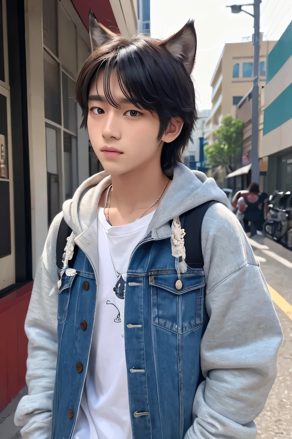 Half wolf, half human、Handsome、man、Middle School３Grade、Tsundere type、Thread