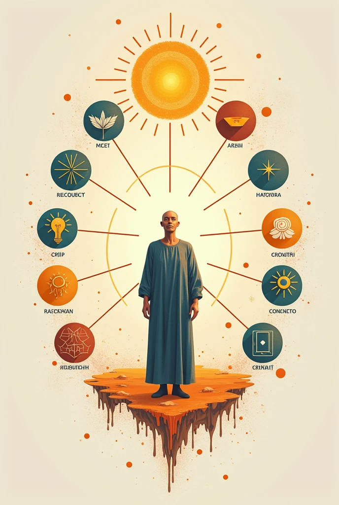 2. Visual Elements
- Central Image: Consider a symbolic central image like a tree of virtues with branches representing different values, or a human figure with elements symbolizing dignity and respect surrounding it.
- Icons/Symbols: Use symbols for each concept (e.g., a heart for respect, a torch for will, scales for dignity).
3. Text and Typography
- Title: Create a prominent title like “The Essence of Human Virtues” at the top.
- Concept Descriptions: Briefly describe each concept in separate sections or around the central image. Use different fonts or styles to highlight each idea.
4. Color Scheme
- Background: Choose a calming or neutral background color to make the content stand out.
- Concept Colors: Use distinct colors for each virtue or value. For example, use green for growth (virtue), blue for trust (respect), etc.
Make it more heart warming