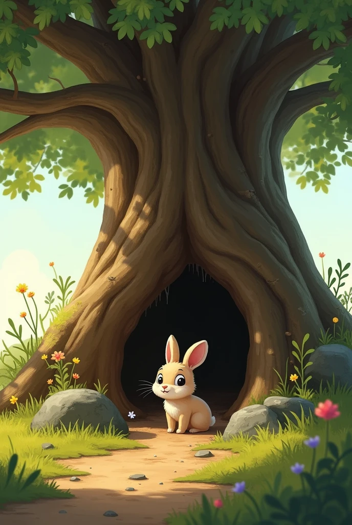 Benny was a small rabbit who lived in a cozy burrow under a big oak tree