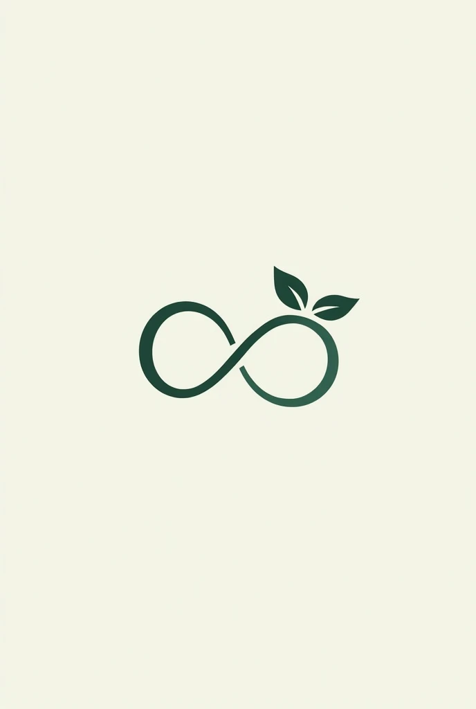 create an infinity ∞ logo with small leaves in it (just 2 leaves with the stem) the stem and the leaves must short