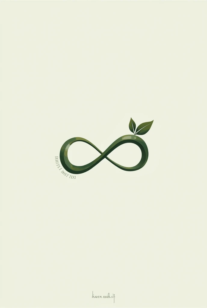 create an infinity ∞ logo with small leaves in it (just 2 leaves with the stem) the stem and the leaves must short