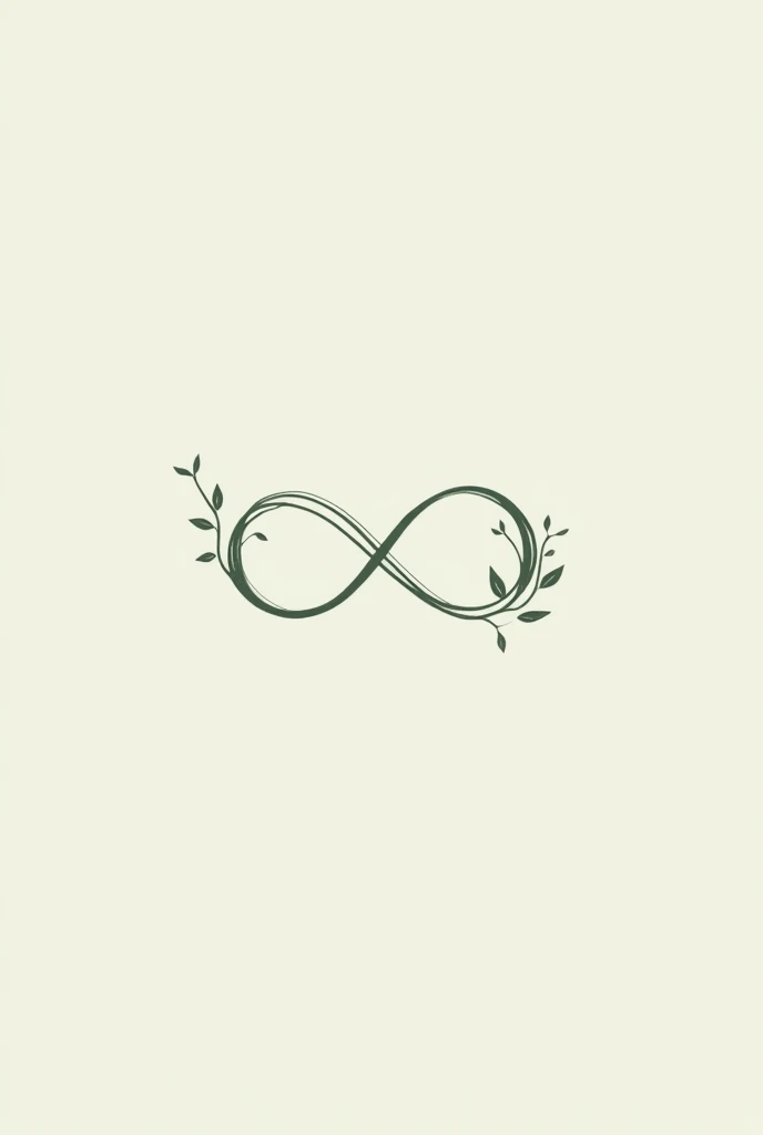 create an infinity ∞ logo with small leaves in it (just 2 leaves with the stem) the stem and the leaves must short
