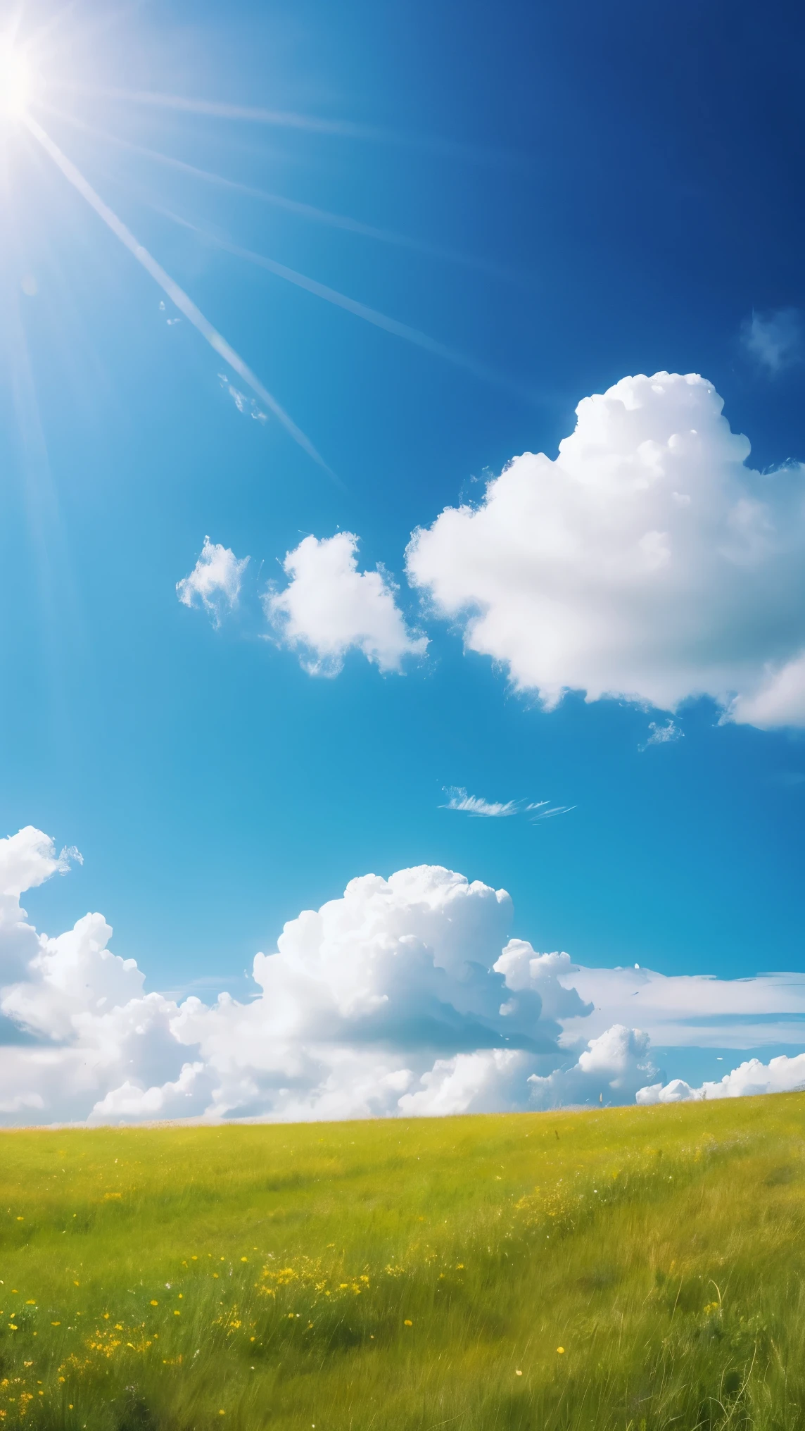 Blue sky、White cloud、、Real、mystery、(grassland'、8k、photograph、high resolution、fantasy、mystery的、