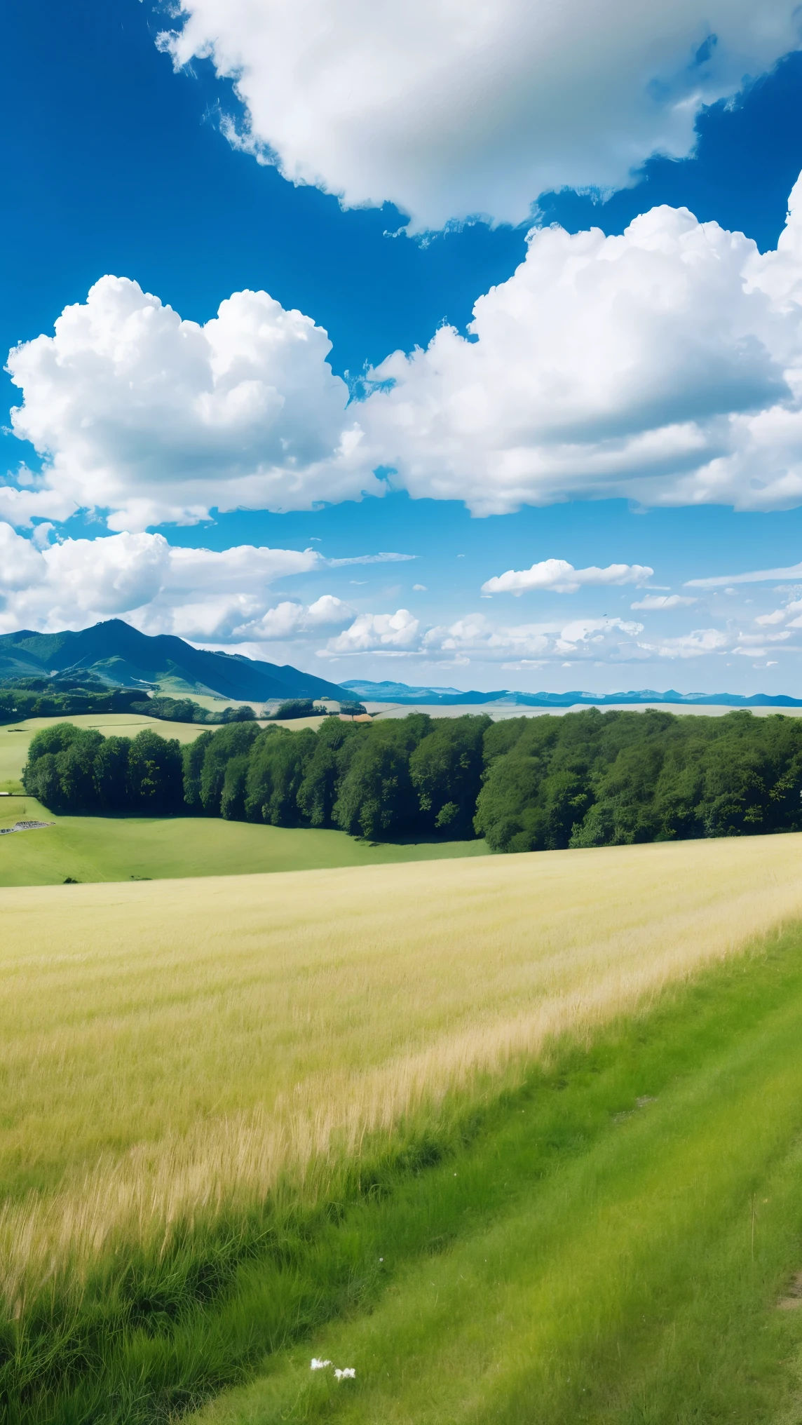 Blue sky、White cloud、、Real、mystery、(grassland'、8k、photograph、high resolution、Fantasy