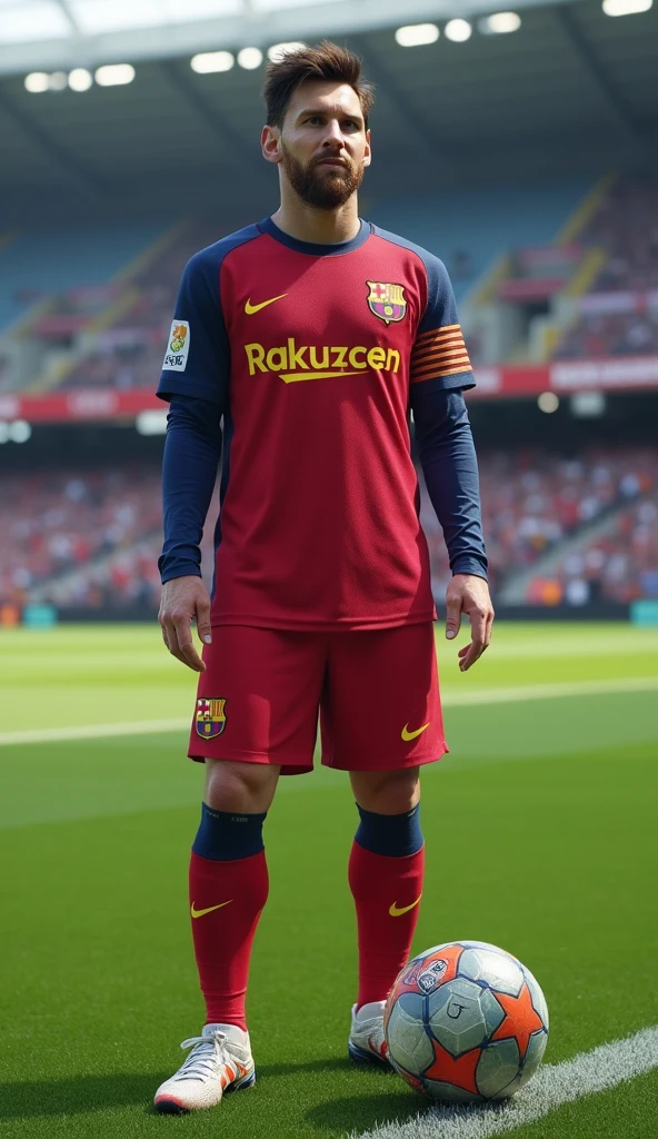 Lionel Messi in a FC Amersfoort shirt on a football court