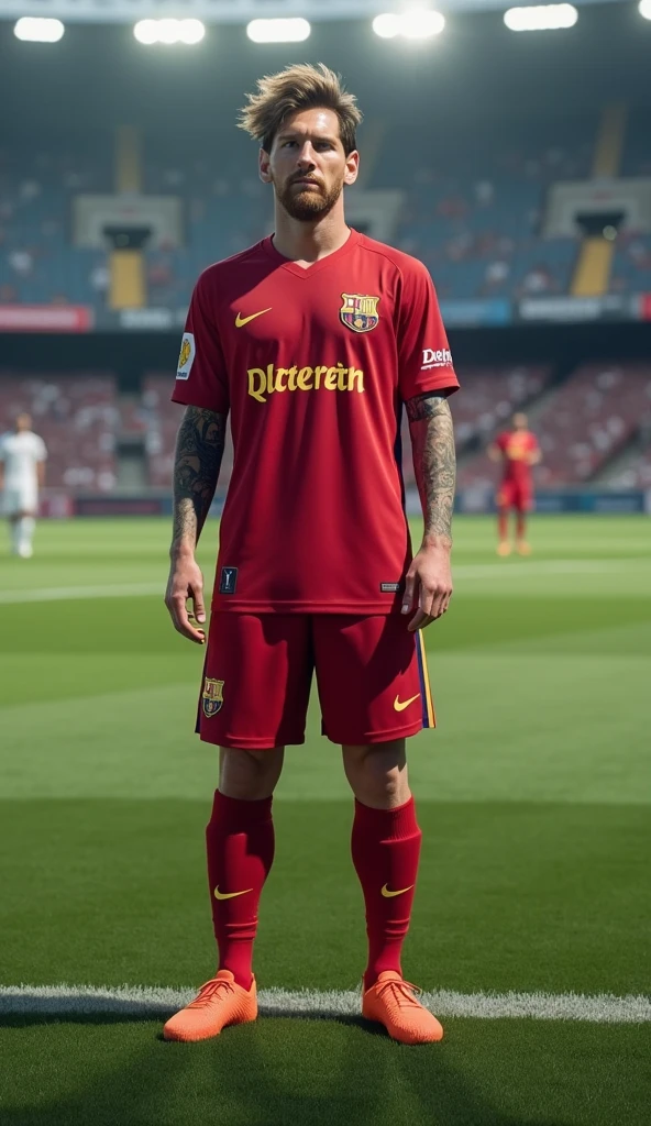 Lionel Messi in a FC Amersfoort shirt on a football court