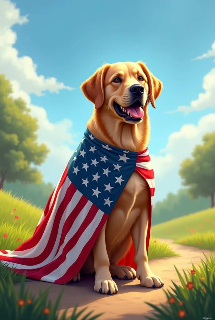 America flag on dog
