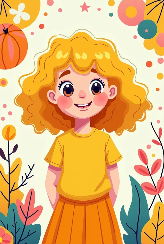 Grammar school cover with curly haired girl in all yellow