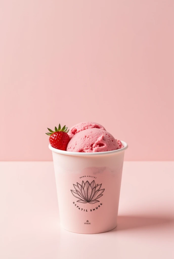 Make a minimal ice cream product strawberry 