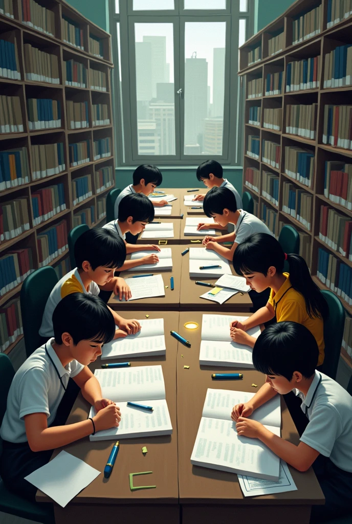 Students studying for competitive exams