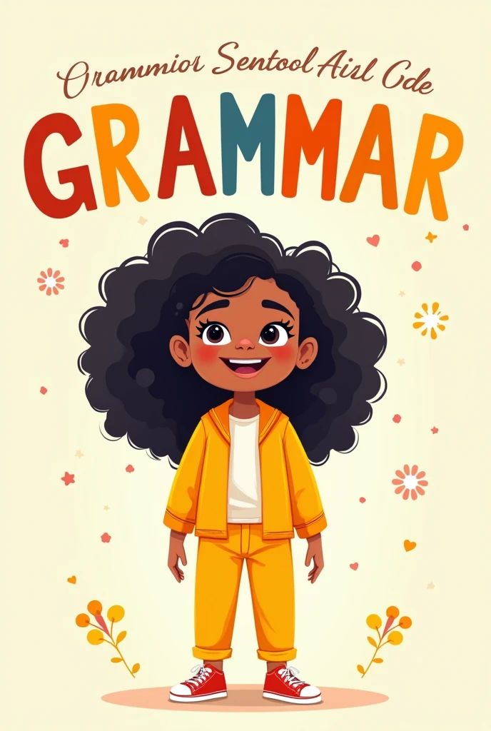 Grammar school cover with dark curly haired girl in all yellow, the word grammar in large