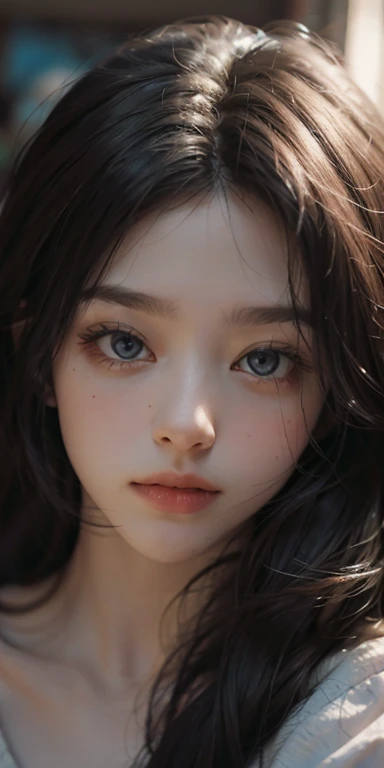 (masterpiece: 1.2, Portraiture, Highest quality), Realistic, (Live Action, Intricate details, Written boundary depth), Highest quality, masterpiece, Attention to detail, semi-Realistic,  Lie face down on the bed, shy, 2, Short Blonde, blue eyes, pajamas, Slim figure、Dark Room