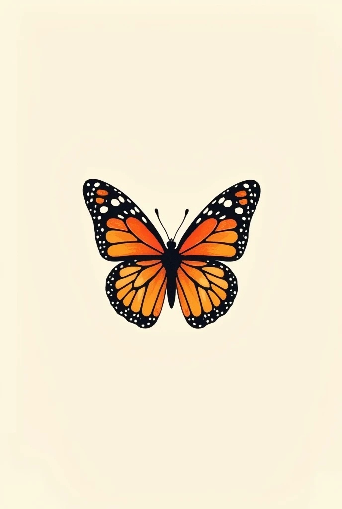 Create a monarch butterfly logo in a delicate way with thin lines