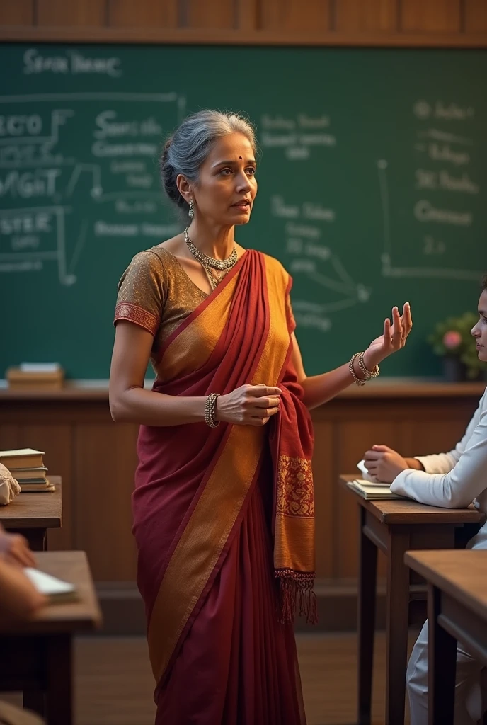 School english teacher wearing saree
