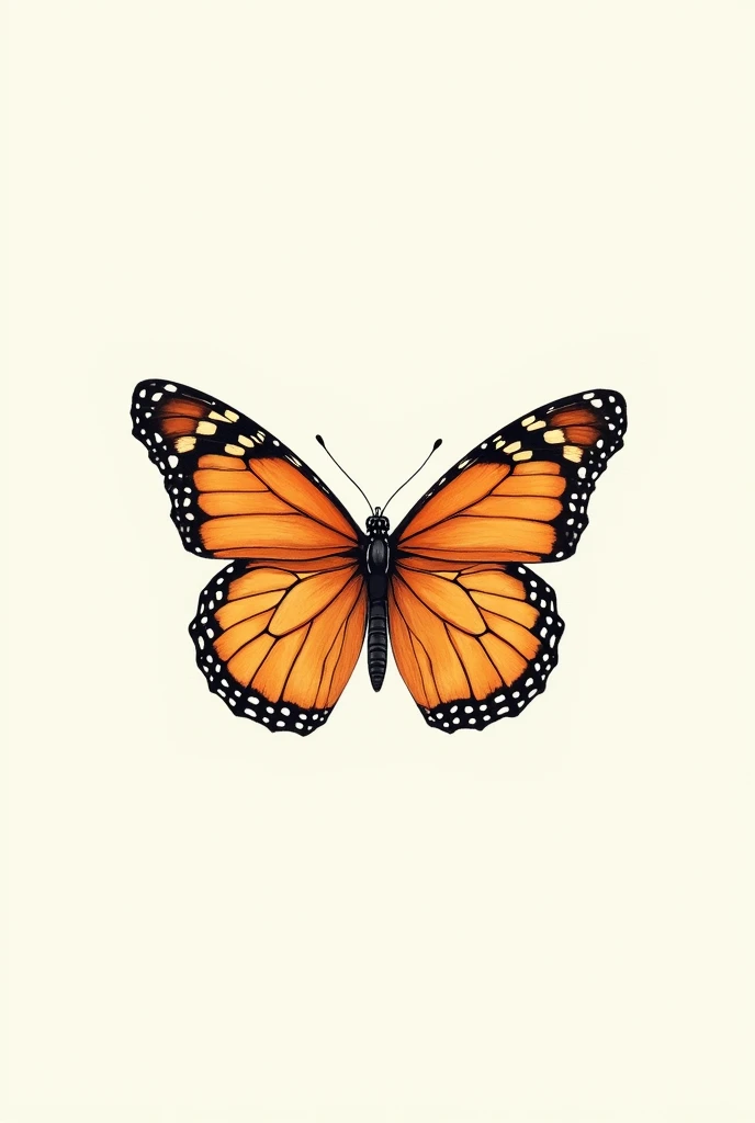 Create a monarch butterfly logo in a delicate way with fine lines in drawing