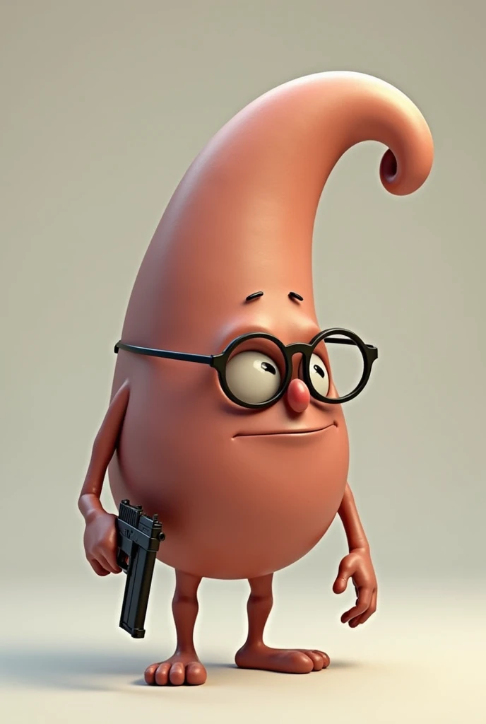 A penis with glasses and a gun