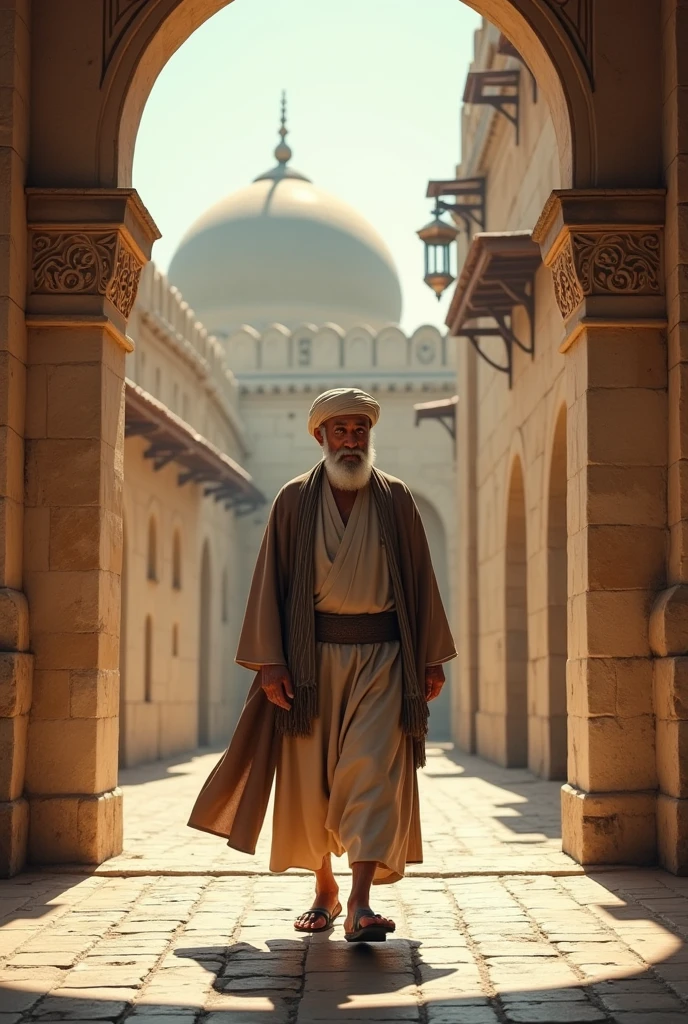 Walk-in trevel old time muslim man