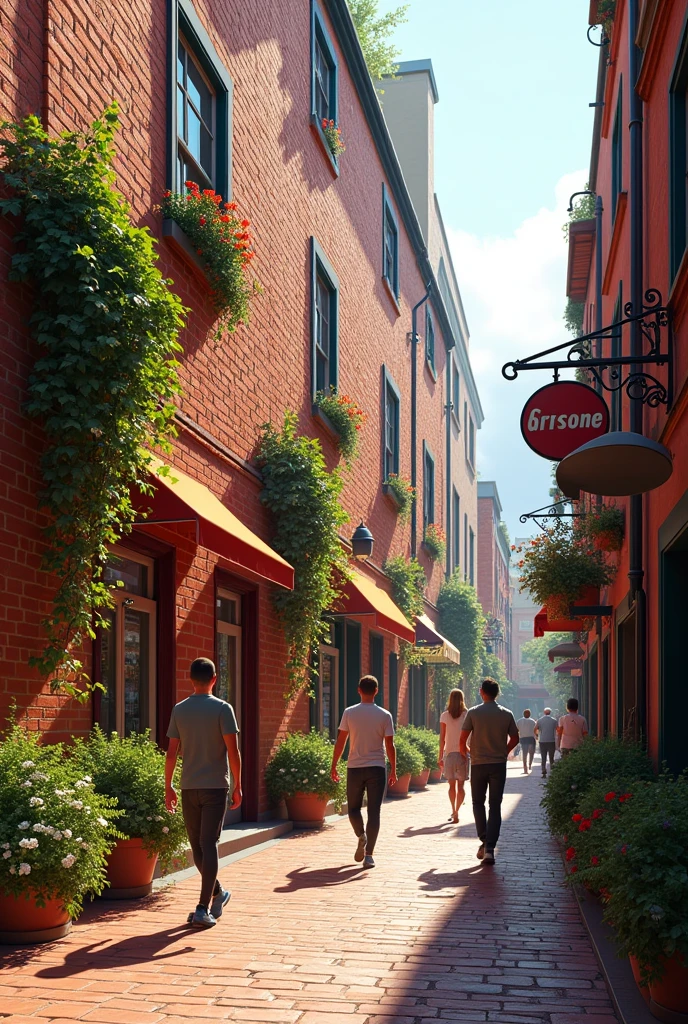 A street with brick wall