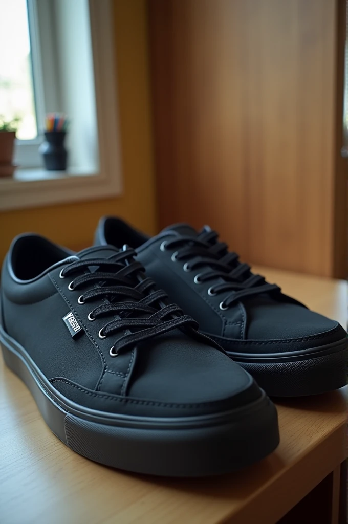 AGBO named shoes on the desk.black colour casual sneeker