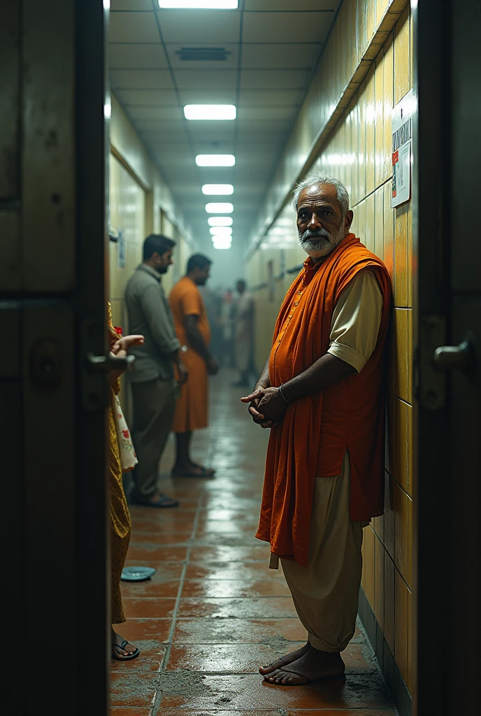 Indian man going to the toilet
in railway station