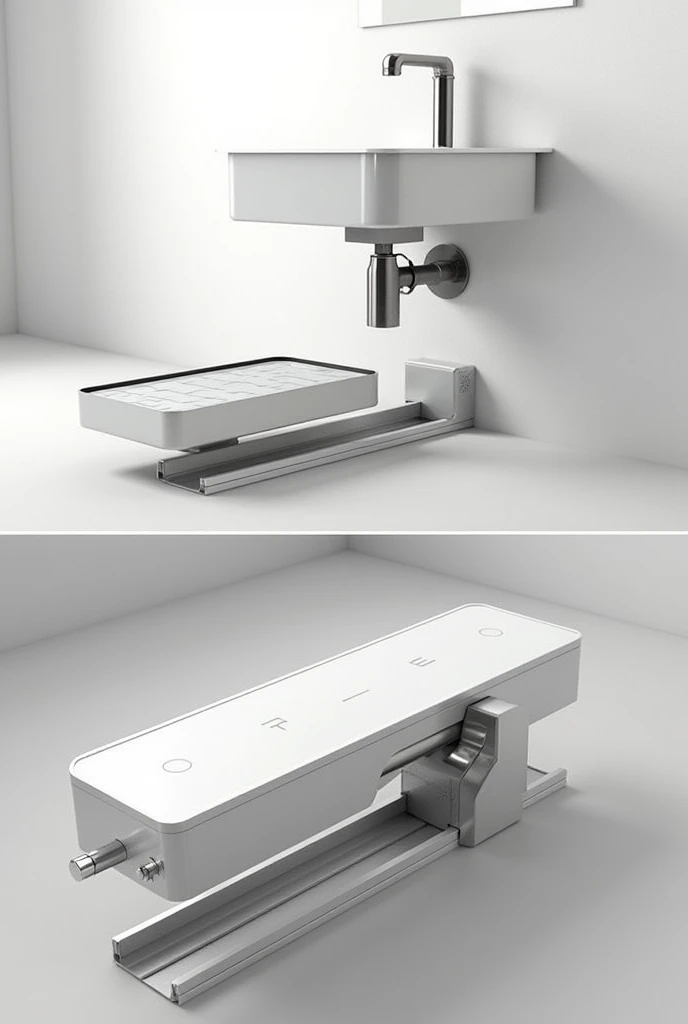 Give me an image of automatic sliding catch pan ideas that can slide up and down, and slide side by side