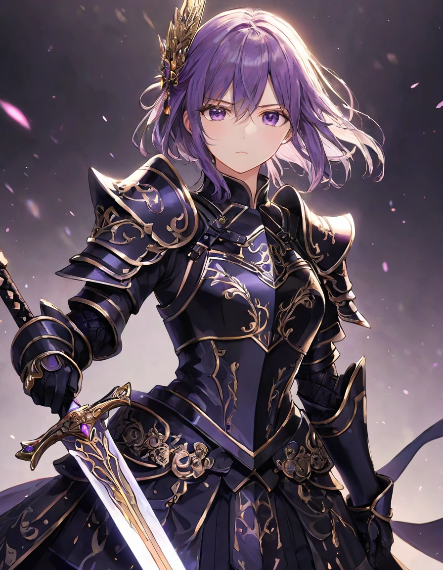 One girl,alone,anime,The whole body from head to toe、Classy girl,Armored,Holding a sword,anger,(embedded:Unaesthetic XLv13.Safety Tensor:1.2),(embedded:Negative XL_is.Safety Tensor:0.8),(masterpiece,Highest quality,Ultra_detailed,High resolution,Absurd:1),(masterpiece, Highest quality, Highest quality, beautifully、aesthetic),Ultra-detailed,Very delicate and beautiful,beautiful detailed face,澄んis顔,Best illustrations,extremely detailed eyes and face,wonderful,detailed and intricate,Best image quality, beautifully繊細な背景,beautiful detailed, Black-purple armor