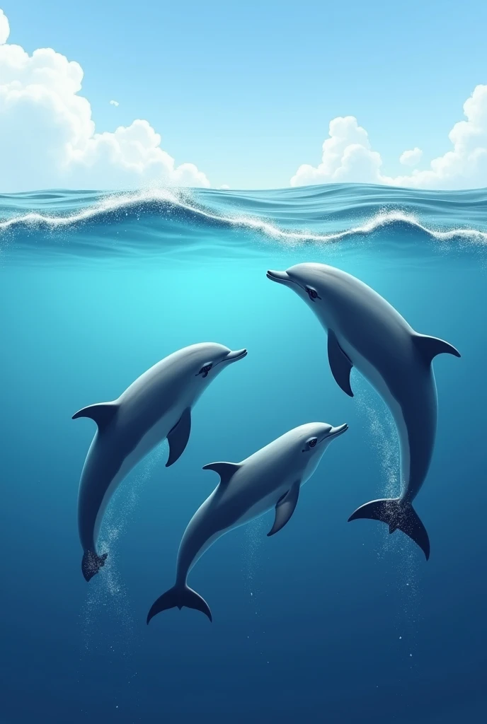 Dolphins in the ocean are beautiful