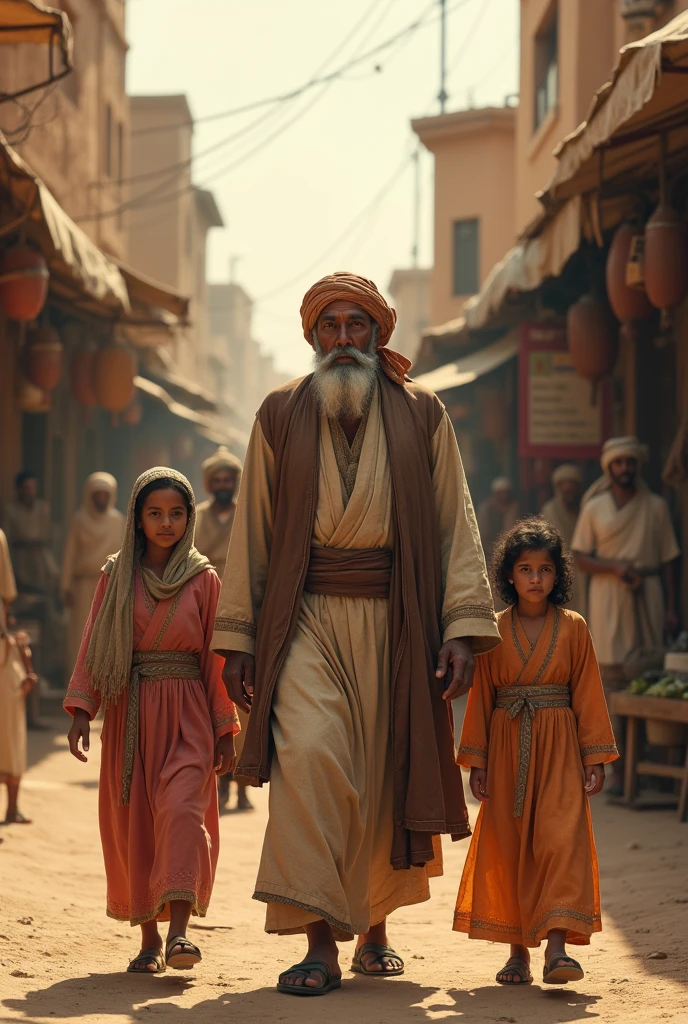 Walk-in trevel old time muslim man with you family