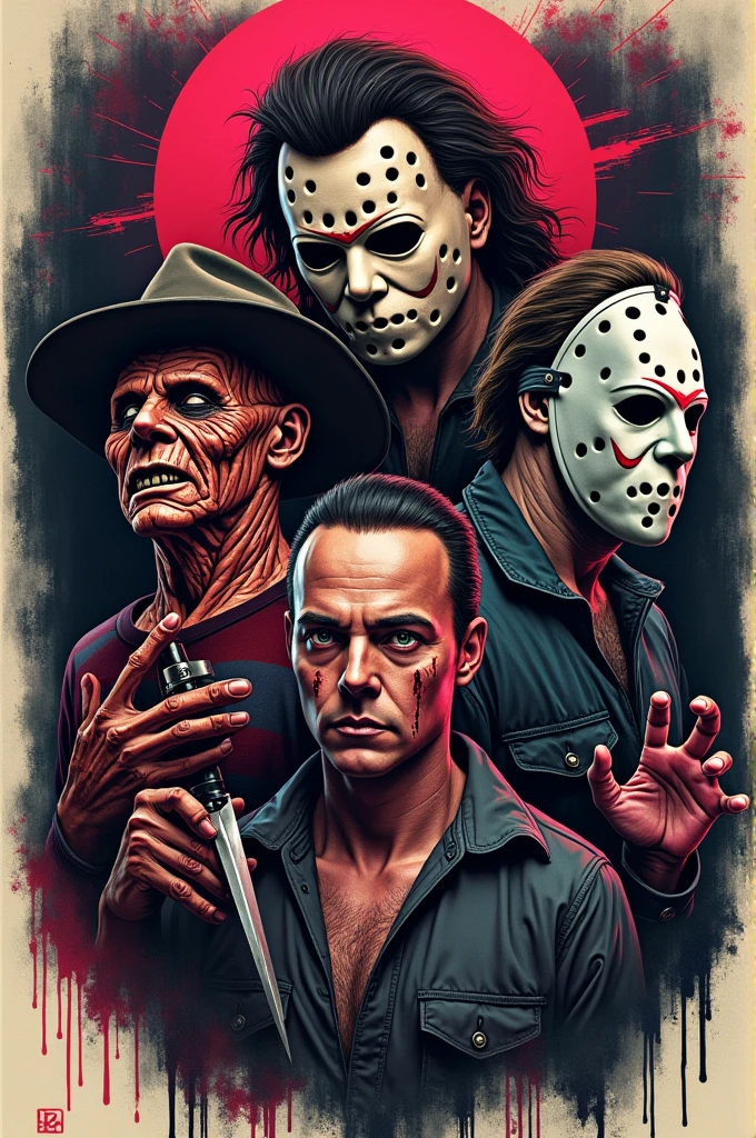 Tattoo with 80s horror movie characters