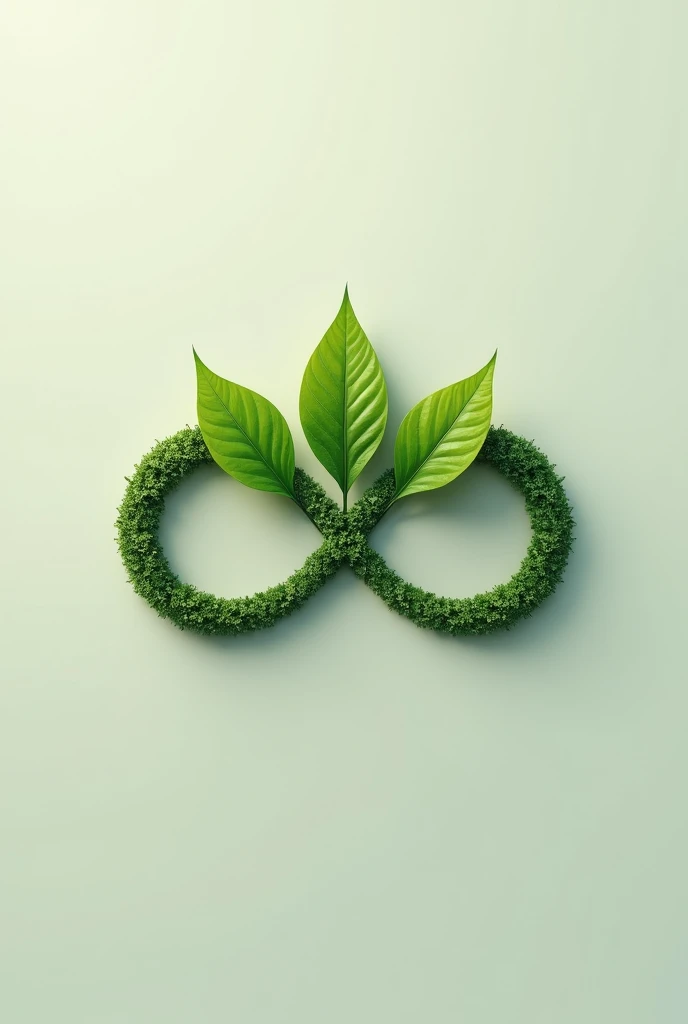 create an infinity ∞ logo with 3 leaves with the stem and make it realistic (the leaves should on the center of the ∞)