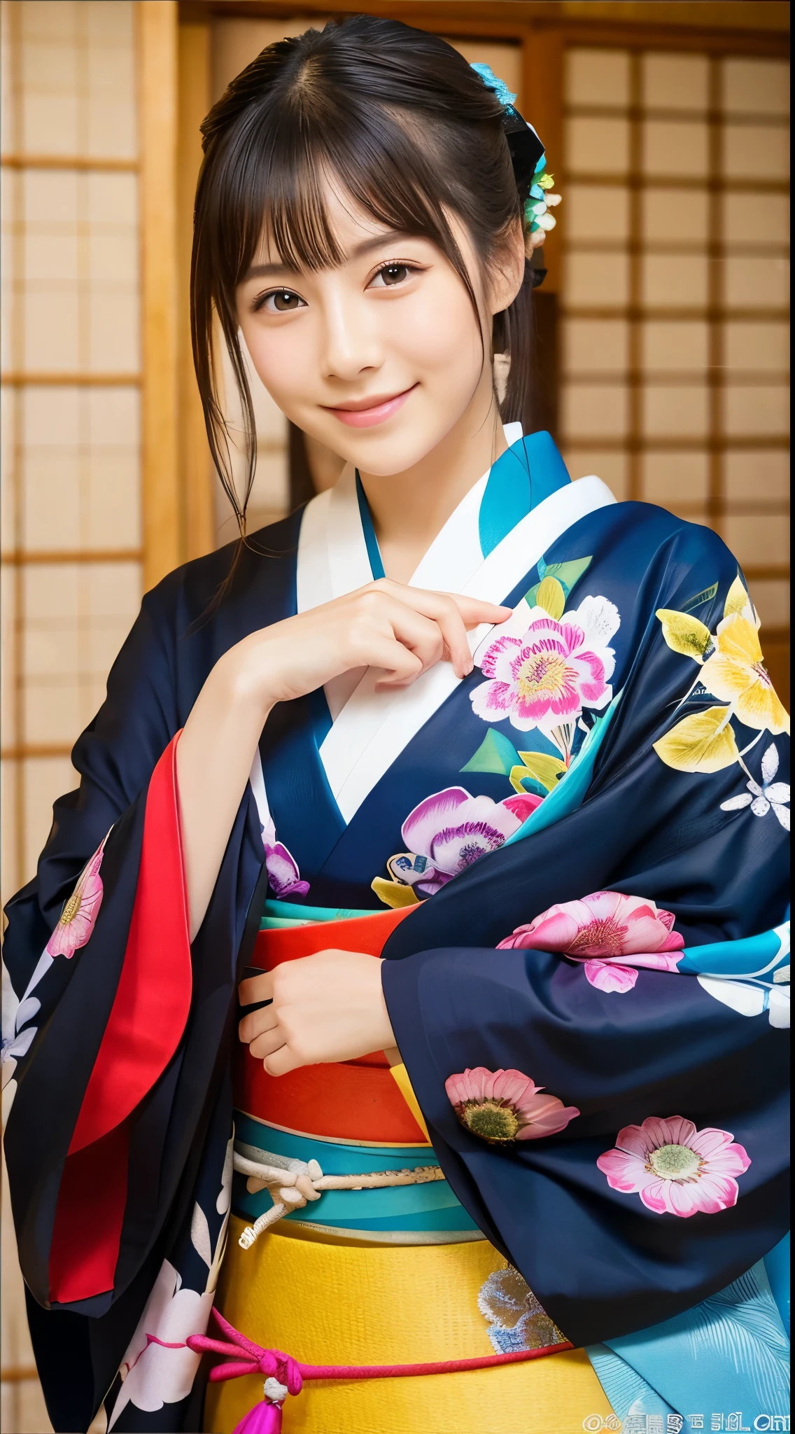 top-quality、hiquality、Top image quality、A Japanese style、colourfull、vivid、best beauty、kimono、Perfect hands、Realistic fingers