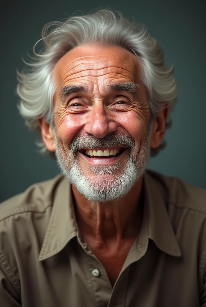 An old man smiling