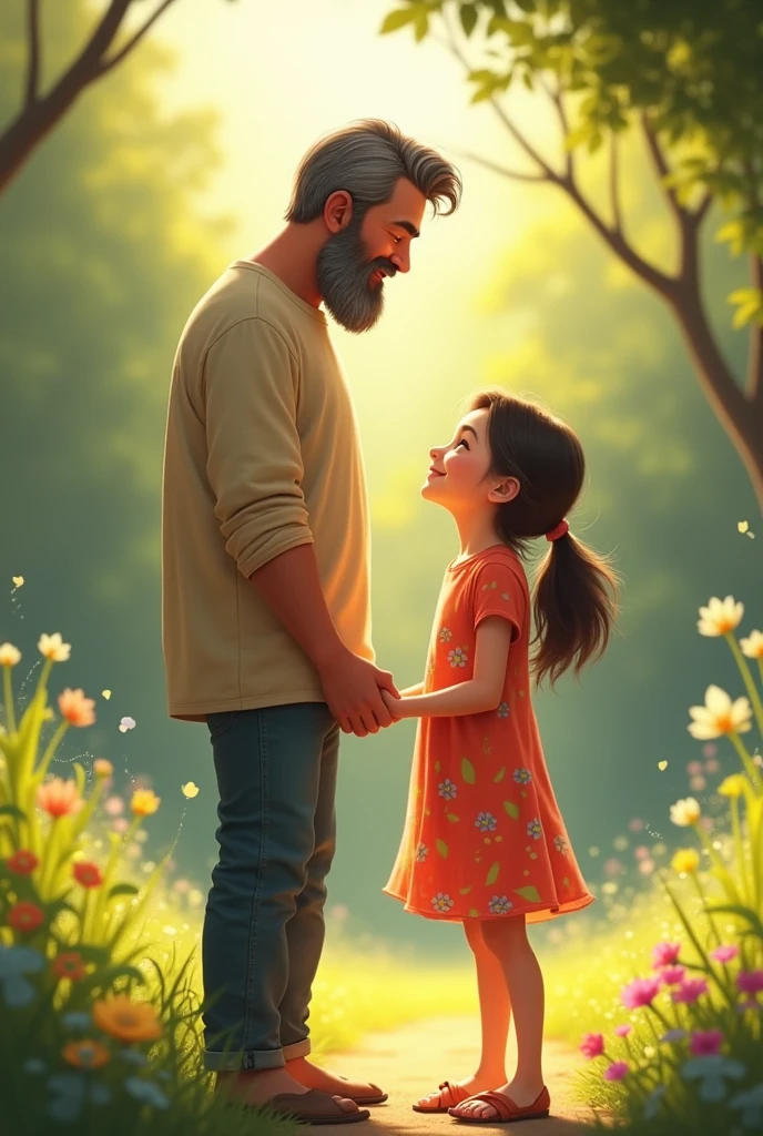 Beautiful father and daughter standing together
