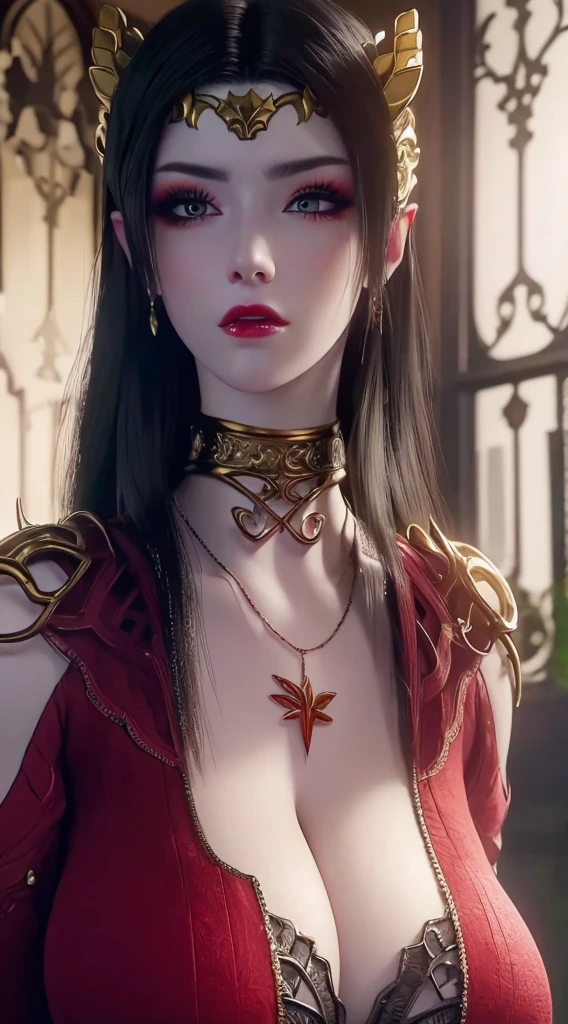 1 girl, ((8k, RAW photo, best quality, masterpiece:1.2)) Big: 1.3, pretty face, looking at viewer, thick thight, red lips, Ultra realistic, extreamly detailed, Very detailed body, Huge Breast, huge , detailed face, Hyper realistic, Beautiful Face, Beautiful Detail Eyes, Beautiful Skin, Attractive, Ultra High Resolution, High Definition, Detailed Face, best quality, extremely detailed, pink areola, necklace, earing, solo, dynamic lighting, cowboy shot, naughty face, Super fine face and eyes，long hair， big boob，Expose cleavage, Expose Boobs, lightning, hyper-realistic graphics, most realistic graphics, 1 girl, alone, solo, Extremely sharp, surreal image, sharp eye makeup, meticulous makeup eyelashes, red lips, full body shot, inside the room, NSFW, Naked.