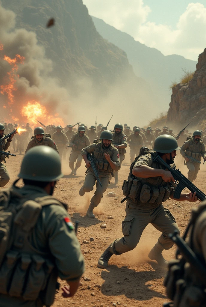 Indian soldiers fighting agressively to pakistan spldiers