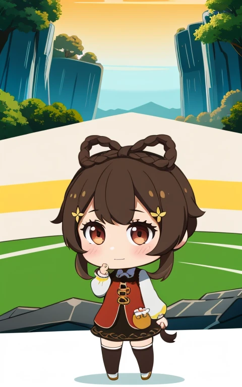  fullcg,Best quality,highest quality, 8k,Soft lighting, Confused, Looking at the audience, alone, smile, Knee socks, Yaoyao Genshin Impact | Character Lora 223,((low length:1.5)),((chibi:1.5)),(()),1girl,difficult,cowboy shot,Beautiful cityscape,cute pussy,(standing:1.6),(Front facing:1.5),pretty costume,brownhair,