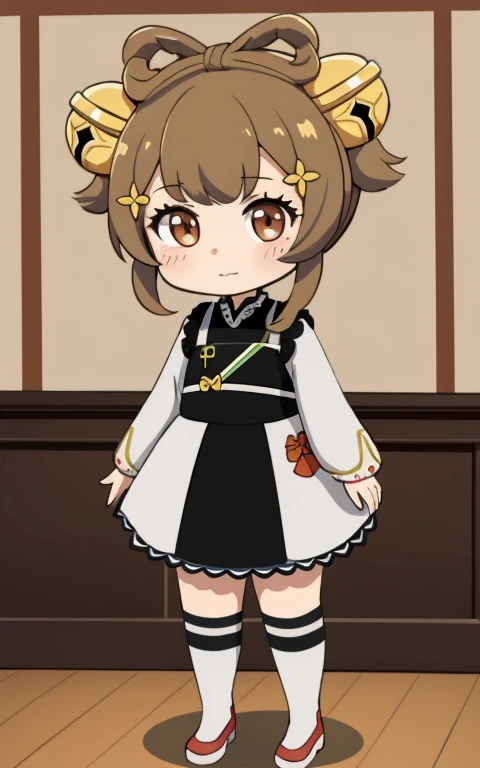 fullcg,Best quality,highest quality, 8k,Soft lighting, Confused, Looking at the audience, alone, smile, Knee socks, Yaoyao Genshin Impact | Character Lora 223,((low length:1.5)),((chibi:1.5)),((little child girl)),1girl,difficult,cowboy shot,Beautiful cityscape,cute pussy,(standing:1.6),(Front facing:1.5),pretty costume,brownhair,