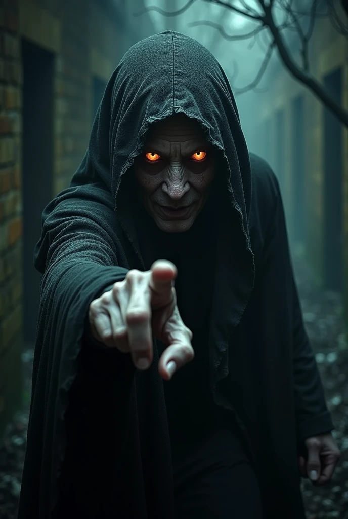 a terrifying old witch woman with glowing eyes, pointing at the viewer, dark fantasy, dark magic, dramatic lighting, intricate details, cinematic composition, hyper realistic, 8k, high quality, sharp focus, chiaroscuro, dramatic mood, atmospheric, moody, eerie, unsettling, haunting, dark and gritty, ominous