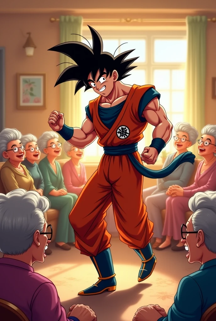 Goku Stripper dancing for a bunch of old ladies 